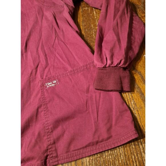 Cherokee Workwear Scrubs L Wine Zip Front Scrub Jacket 4315 Pockets Core Stretch - Picture 3 of 4